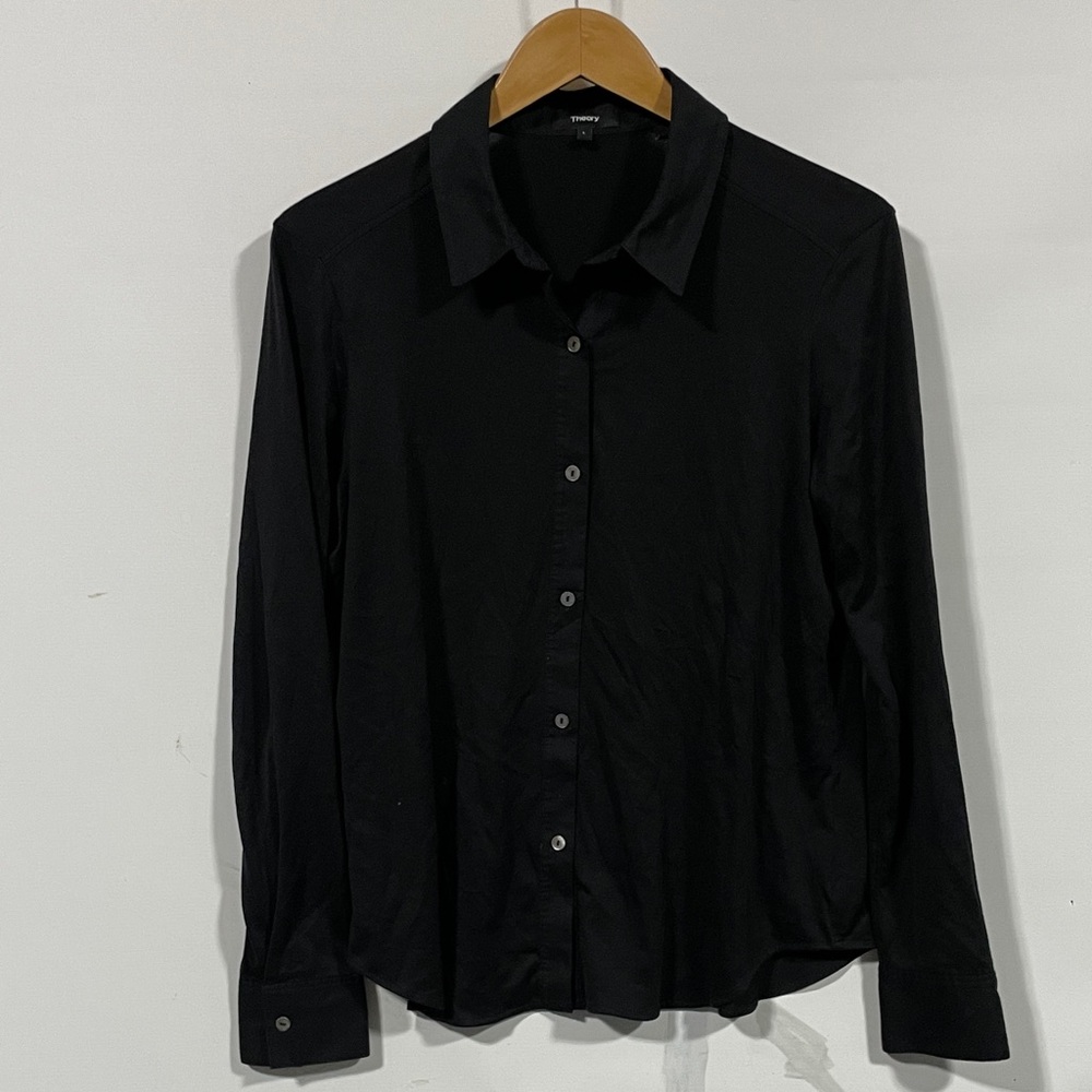 Theory Men's Classic Black Collared Button-Up Shirt